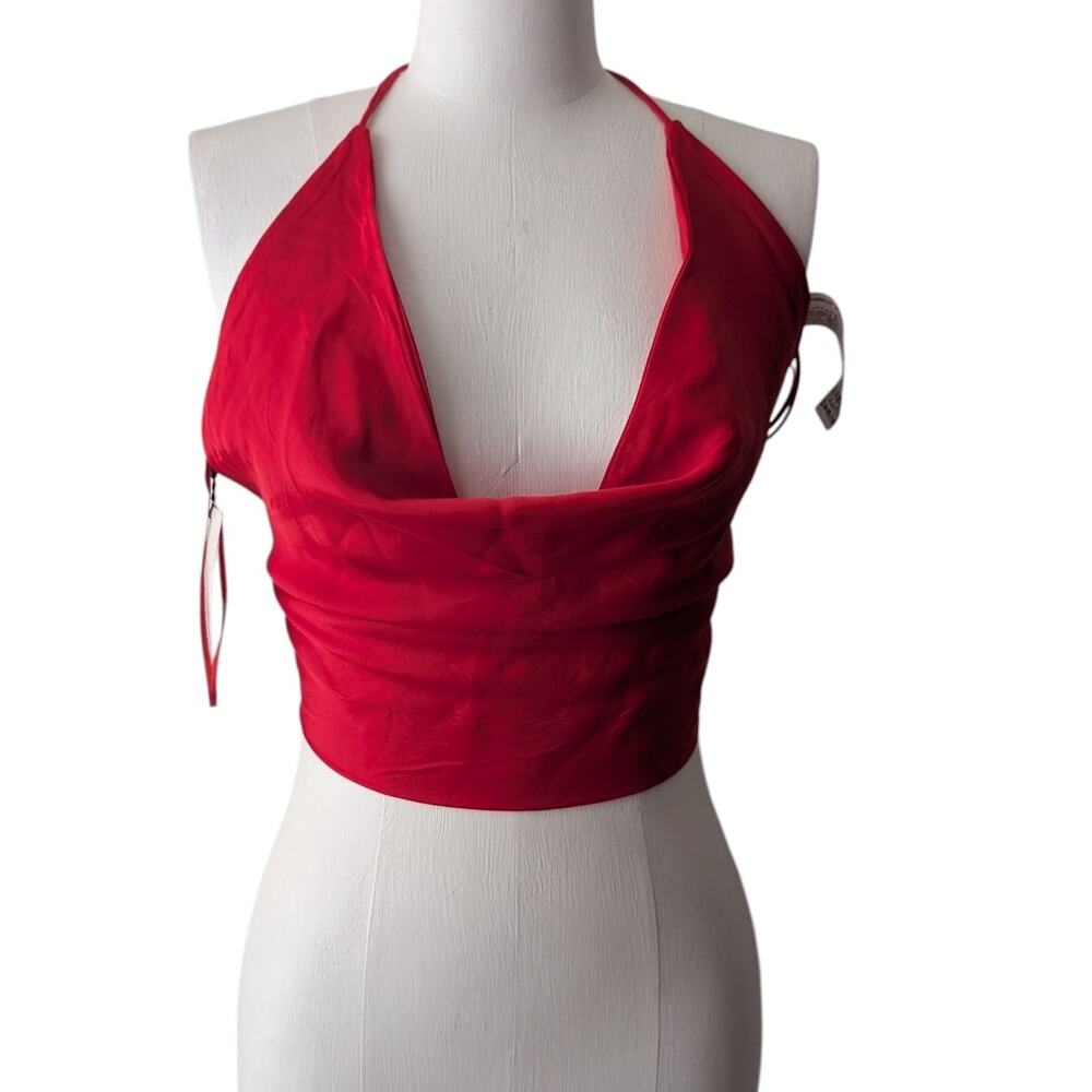 Nwt Zara red silky satin halter top